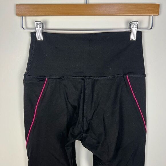 VS Pink High Rise Leggings Workout Athletic Athleisure Black Pink White Logo S - Picture 7 of 11